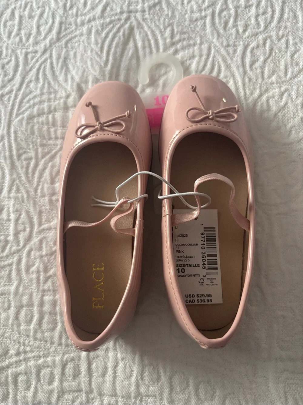The Children's Place Light Pink Patent Bow Ballet Flats - Girls